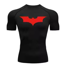 Men's Bat Print Compression Shirt Summer Short Sleeve Quick Dry Rash Guard Gym Workout Running T-Shirt Athletic Tees Tops