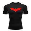 Men's Bat Print Compression Shirt Summer Short Sleeve Quick Dry Rash Guard Gym Workout Running T-Shirt Athletic Tees Tops
