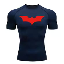 Men's Bat Print Compression Shirt Summer Short Sleeve Quick Dry Rash Guard Gym Workout Running T-Shirt Athletic Tees Tops