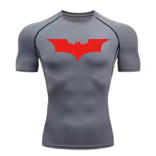 Men's Bat Print Compression Shirt Summer Short Sleeve Quick Dry Rash Guard Gym Workout Running T-Shirt Athletic Tees Tops
