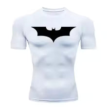 Men's Bat Print Compression Shirt Summer Short Sleeve Quick Dry Rash Guard Gym Workout Running T-Shirt Athletic Tees Tops