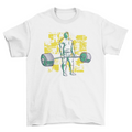 Bodybuilder deadlift heavy barbell fitness gym t-shirt